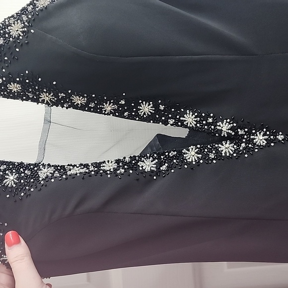 Black beaded prom dress sz 10 - Picture 7 of 16